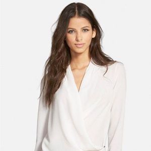 ASTR Long Sleeve Wrap Tunic Blouse